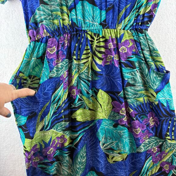 Vintage RJ Stevens Tropical Dress Women's 10 Paradise Beachy Resort Vacation - Picture 6 of 16